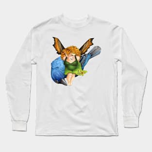 Indigo Bunting and Faerie Long Sleeve T-Shirt